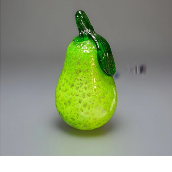 Vibrant Handblown Murano Glass Golden Apple and Pear with Metallic Flakes - Picture 3 of 9